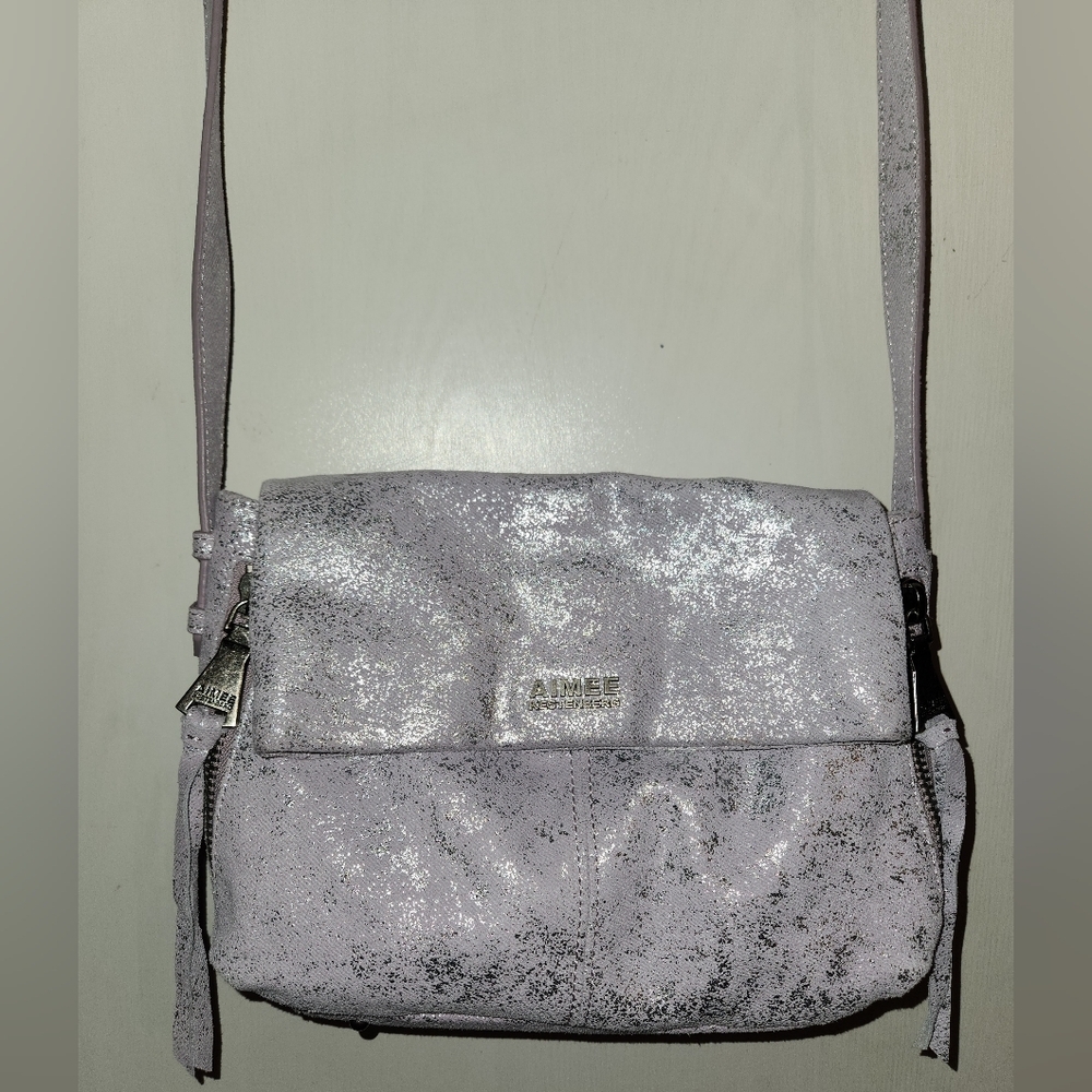 Aimee Kestenberg iridescent metallic light purple silver Bali crossbody …